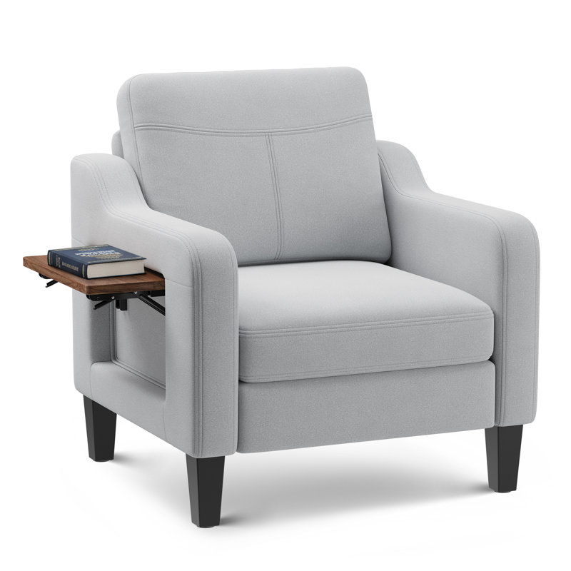 29.9" Wide Mid-Century Upholstered Premium Fabric Chair,Sofa, Light Gray