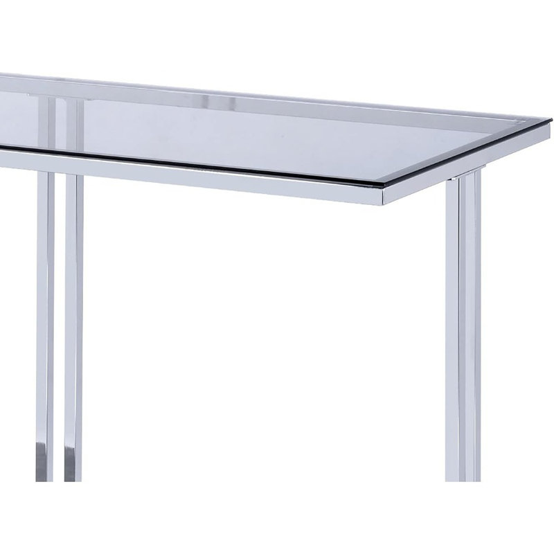 Latoria 48'' Glass Top Console Table with Faux Marble Shelf