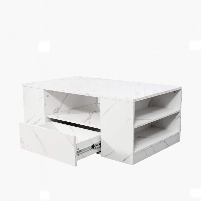 Coffee Table with Sliding Tabletop, White