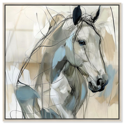 Horse Glint Framed High-Gloss Acrylic Glass Wall Art Horse Wall Art by Art Remedy, Silver Frame, 40 x 40