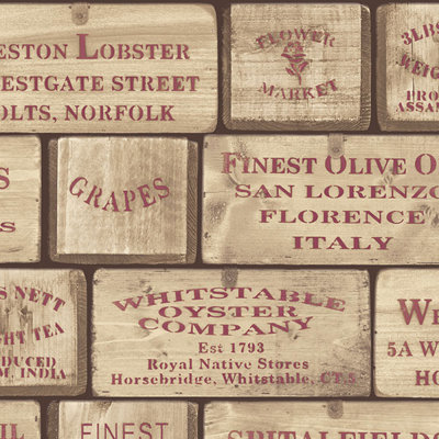 Kitchen Recipes Old Boxes 32.8' L x 21" W Wallpaper Roll