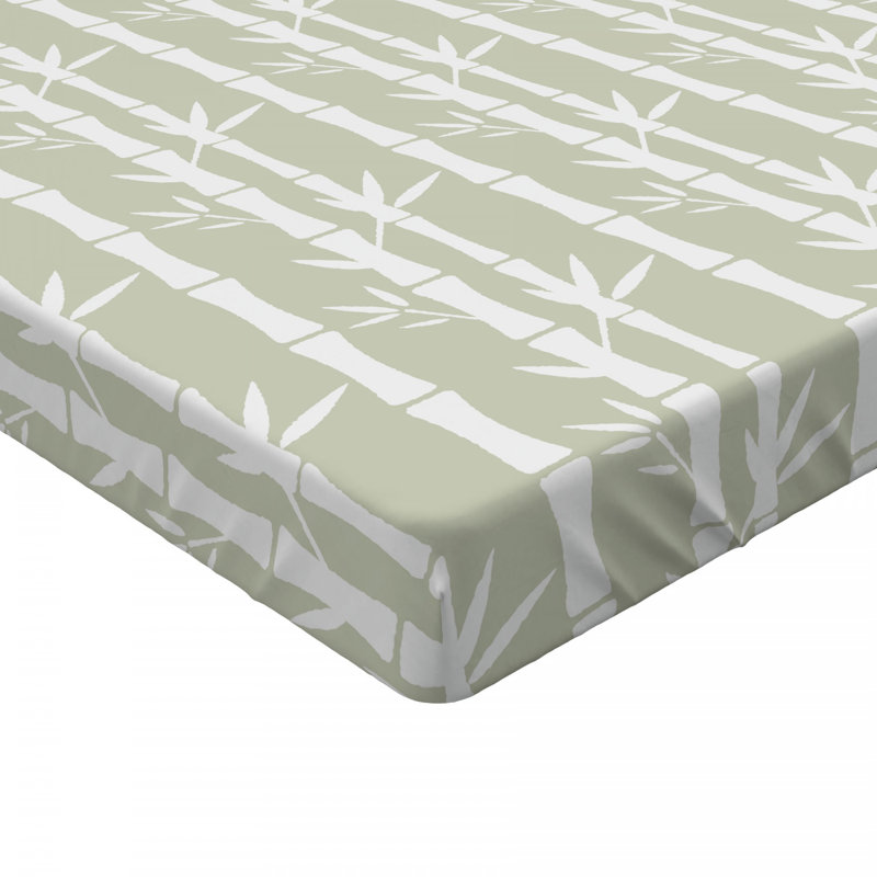 Twin XL Green and White Floral Microfiber Fitted Sheet