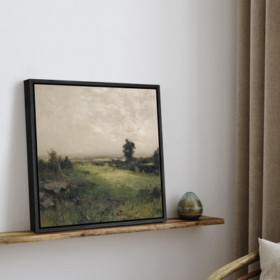 Impressionniste prairie et ligne d'horizon doux coups de pinceau scène naturelle illustrations nature zen rustique