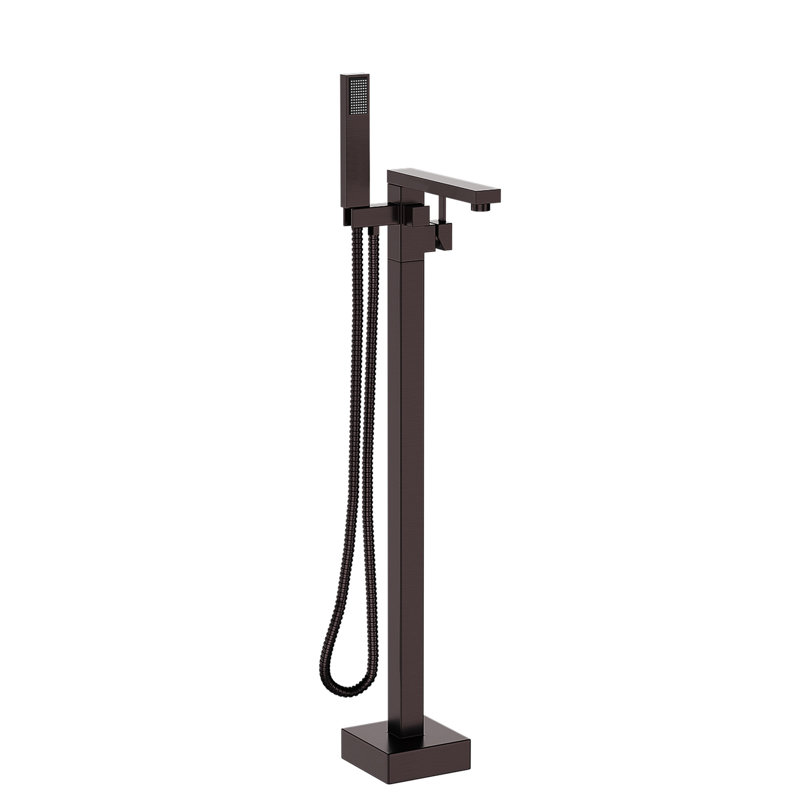 Robinet de baignoire autoportant en métal avec douche à main - Métal bronze huilé Elegance, jet complet pour le corps