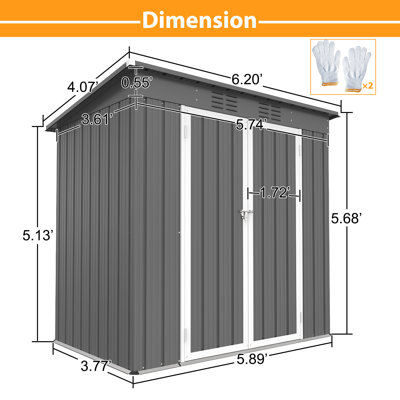 USeeworld 6 ft. W x 4 ft. D Metal Vertical Storage Shed & Reviews | Wayfair