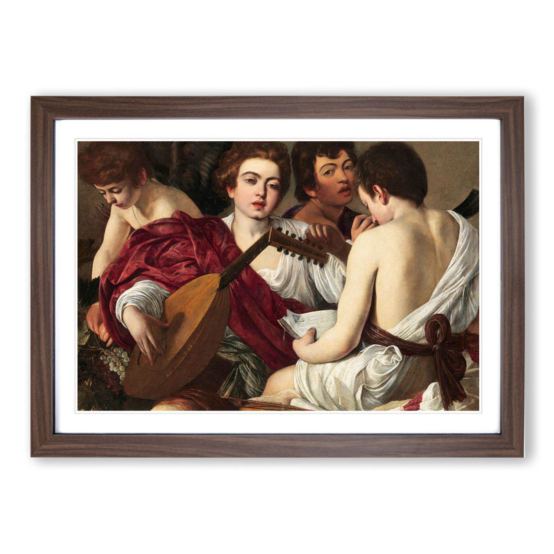 Music by Caravaggio - Picture Frame Painting, 48cm H x 65cm W x 2cm D, Walnut Framed