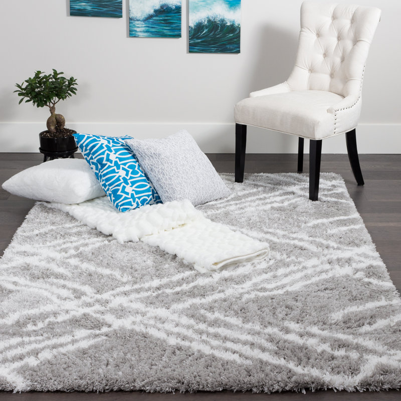 Tapis gris à motif géométrique Arlie, Rectangle 3 pi 11 po x 5 pi 7 po