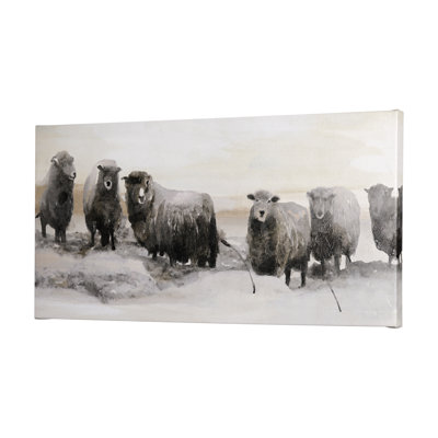 Winter Sheeps I by Stellar Design Studio a Hand Embelished Textured Canvas