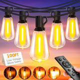Outdoor String Lights with Remote, 100FT Low Voltage More Safety Waterproof & Shatterproof
