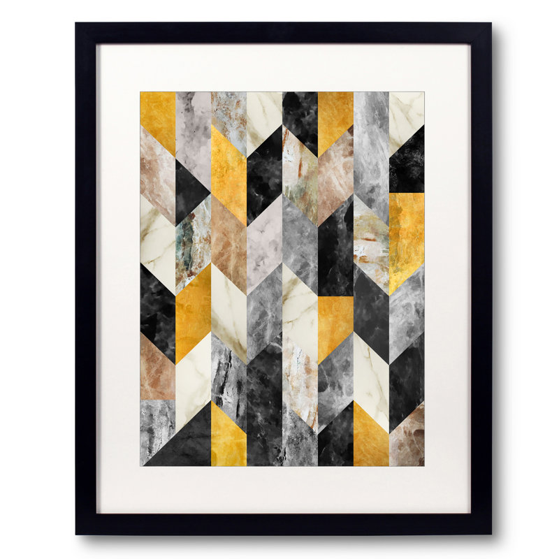 Marbled Geometric 2 Print by Angel Estevez, White Mat, 20" H x 16" W