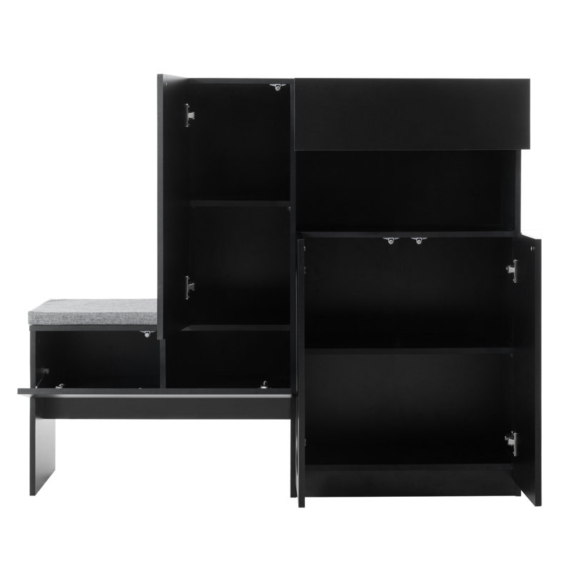 Armoire de rangement élégante avec compartiment à chaussures et coquille intérieure spacieuse 21, Noir