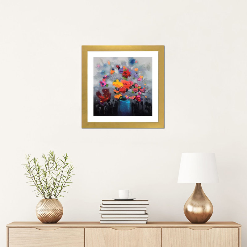 Bouquet I, Gold Paper, 16" H x 16" W x1" D, White