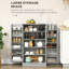 Armoire de rangement de 41 po, 12 tablettes de porte, 2 portes doubles, 5 tablettes, réglable, gris papier pour un grand espace de rangement réglable