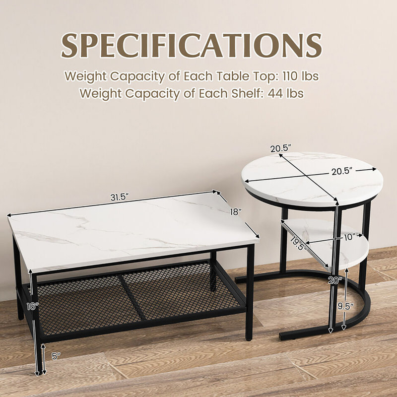 Javarrius Nesting Coffee Table, Black