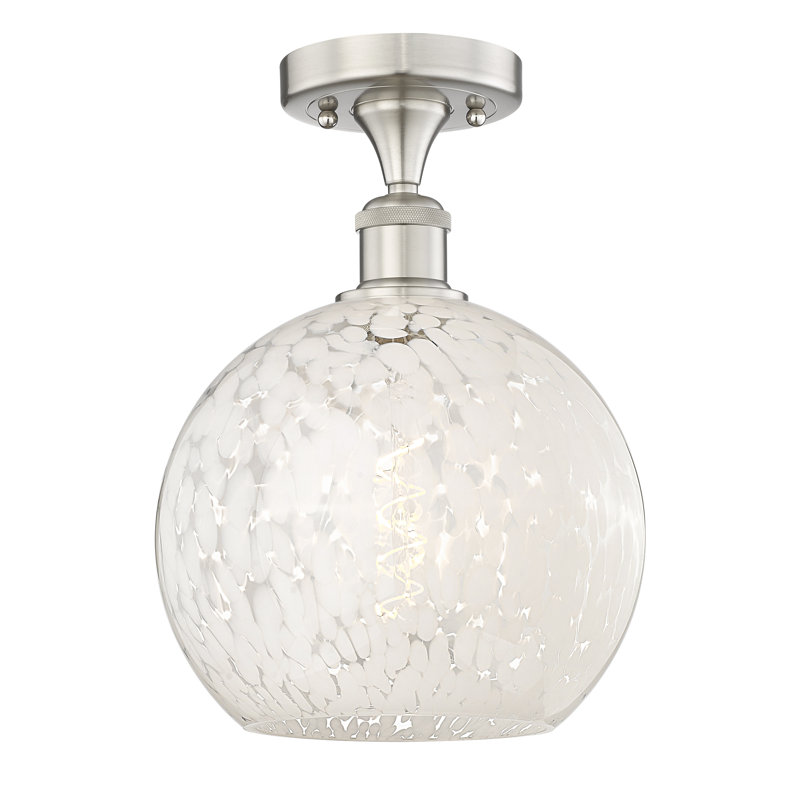 Edison - Adreann - 1 Light Semi-Flush Mount, 11.88" H x 10" W x 10" D, Brushed Satin Nickel