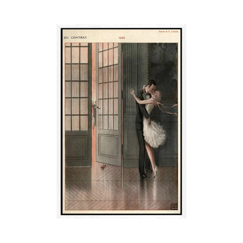 1929 La Vie Parisienne Magazine Plate - Print on Canvas, 101.6cm H x 66.04cm W x 3.81cm D, White Floater Framed