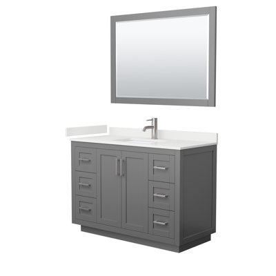 Ensemble de meuble-lavabo simple autoportant 48 po avec plateau en quartz Miranda