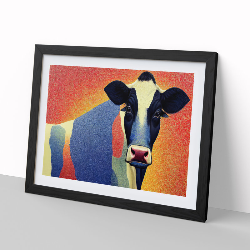 Luminous Cow - Single Picture Frame Print, 46cm H x 64cm W x 2cm D, Black