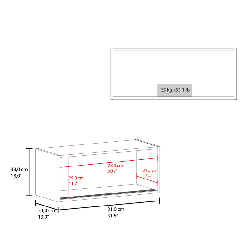 Armoire murale de rangement de 81 cm de large avec portes coulissantes - Panneaux de particules modernes en noyer foncé pour chambre, bureau, salon ou garage, design suspendu, rangement dissimulé, accès facile, adaptable