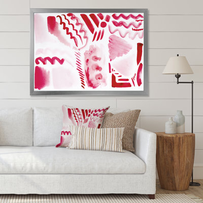 Éléments graphiques rétro en orange et rouge II - peinture sur toile