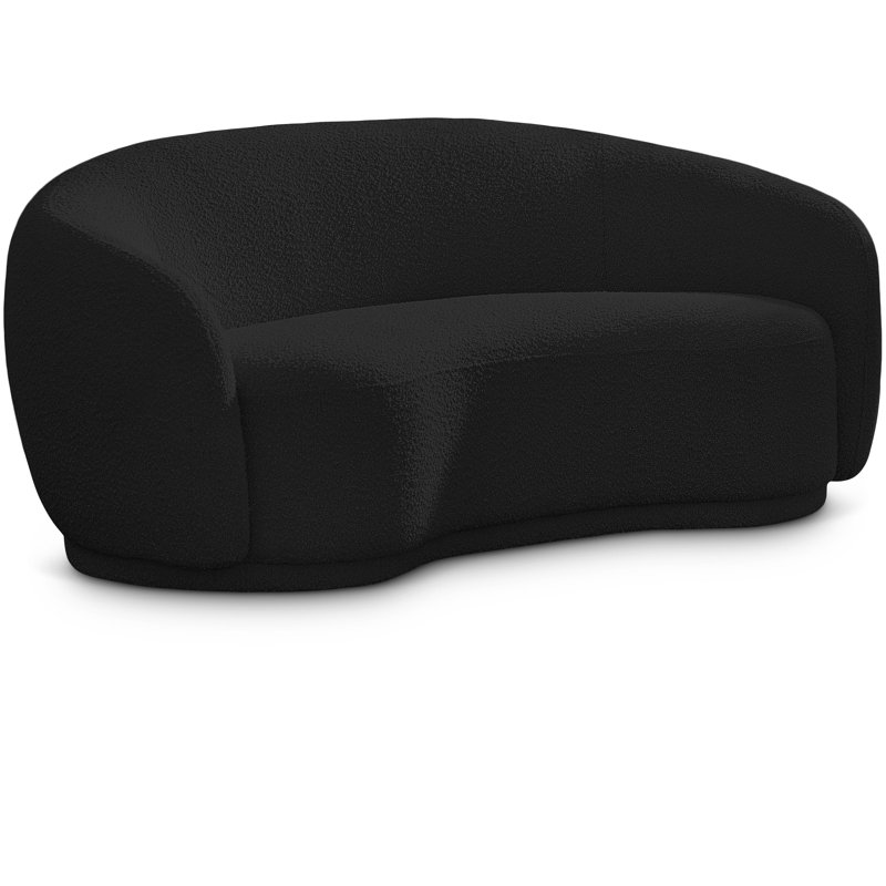 Canapé Chesterfield Hyde, Tissu bouclé noir, H 27,5 po x l 64 po x P 38 po