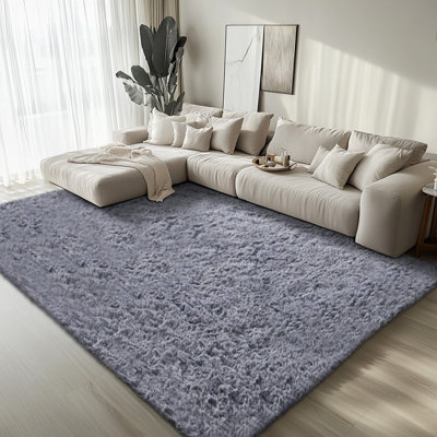 Tapis gris moelleux - fausse fourrure et tapis d'intérieur moelleux pour le salon et la chambre à coucher