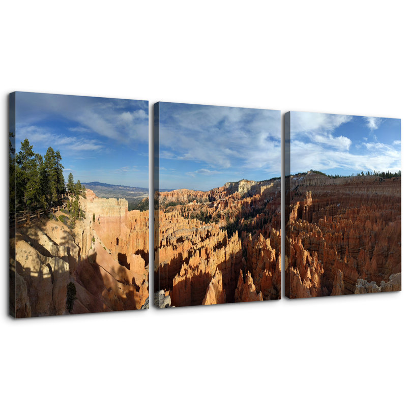 Montagne - Ensemble de 3 peintures à cadre flottant, H 48 po x l 108 po x P 1,5 po