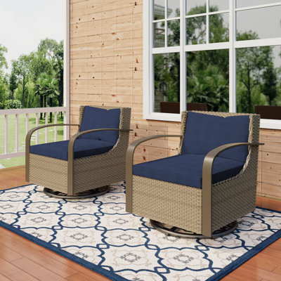 Chaise de patio pivotante avec coussin (ensemble de 2)