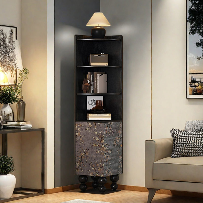 Artistic flower pattern corner simple bookcase