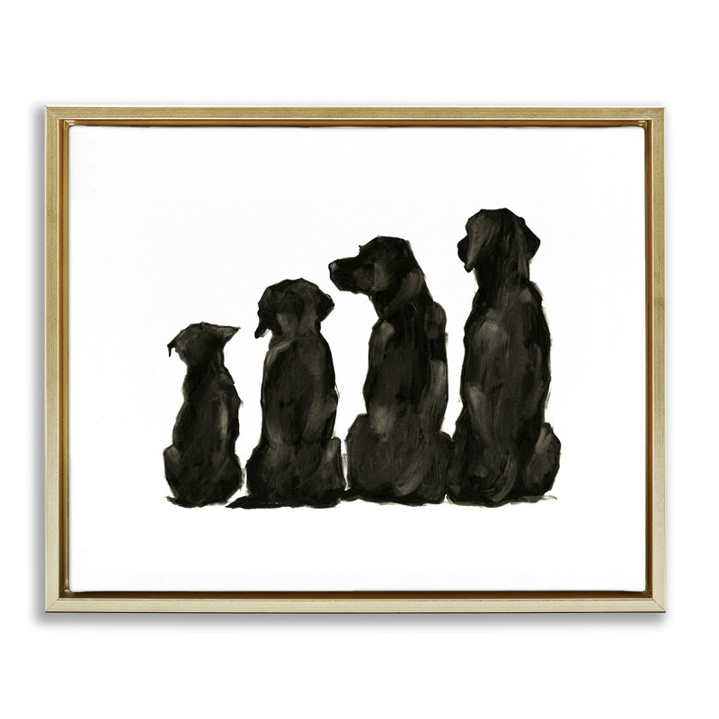 Silhouette de famille, H 17 po x l 21 po, Cadre flottant métallique doré