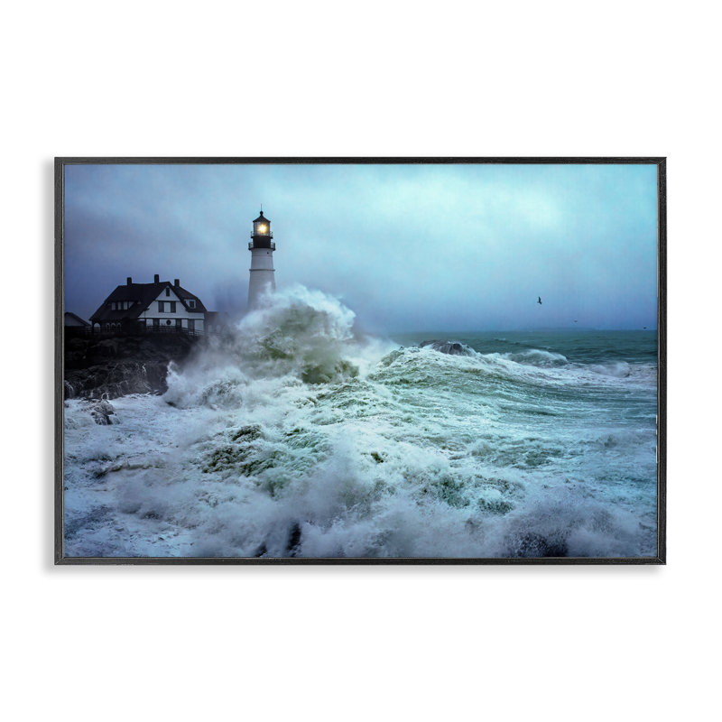«Tall Splashing Waves», art de la giclée encadrée par Rick Berk, H 20 po x l 30 po, Giclée encadrée noir minuit