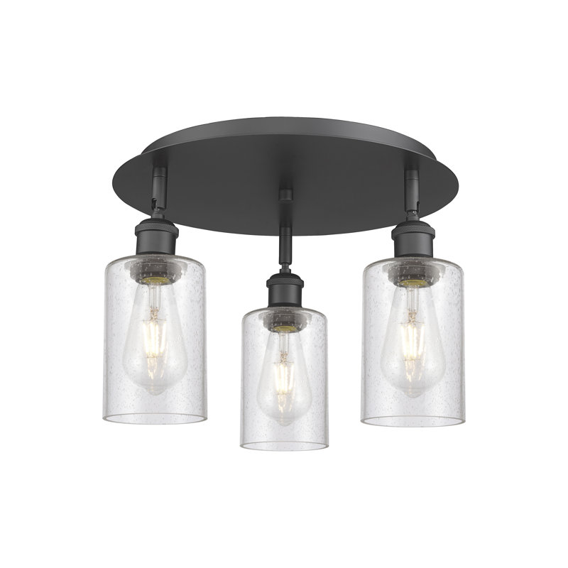 Ervine Glass Semi Flush Mount, Seedy, Matte Black