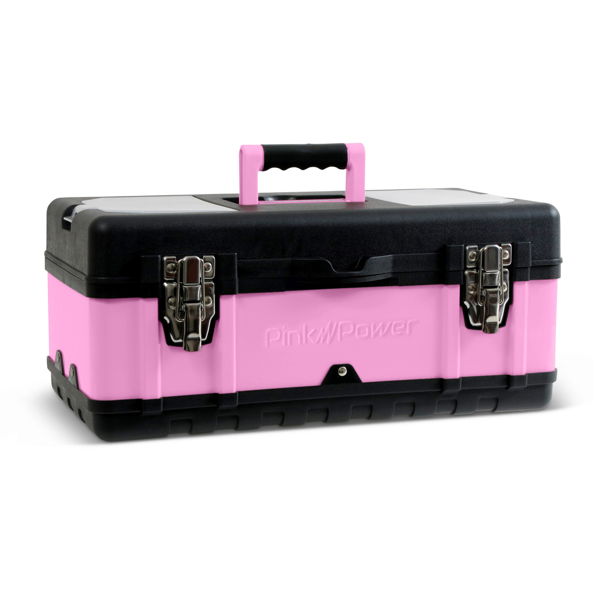 Pink Power 18 Aluminum Tool Box For Tool Or Craft Storage - Portable Tool  Case With Locking Lid And Extra Storage Compartments