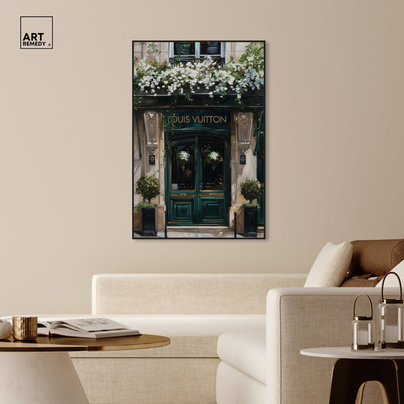 «Spring Emerald Store Canvas Fashion and Glam» par Spring , Cadre flottant noir, H 55 po x l 37 po