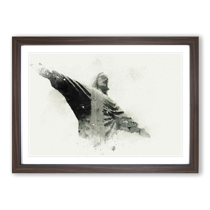 Corcovado in Rio De Janeiro Brazil in Abstract - Picture Frame Graphic Art Print, 48cm H x 65cm W x 2cm D, Walnut Framed