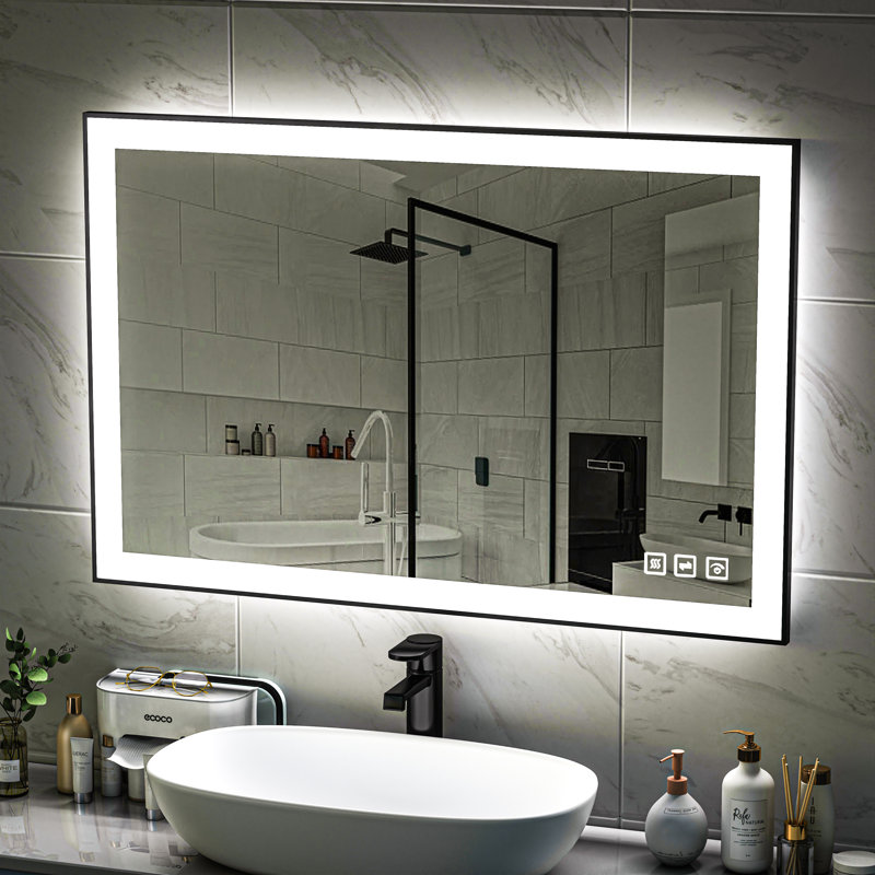 Miroir de salle de bain multifonctionnel éclairé, H 48 po x l 32 po