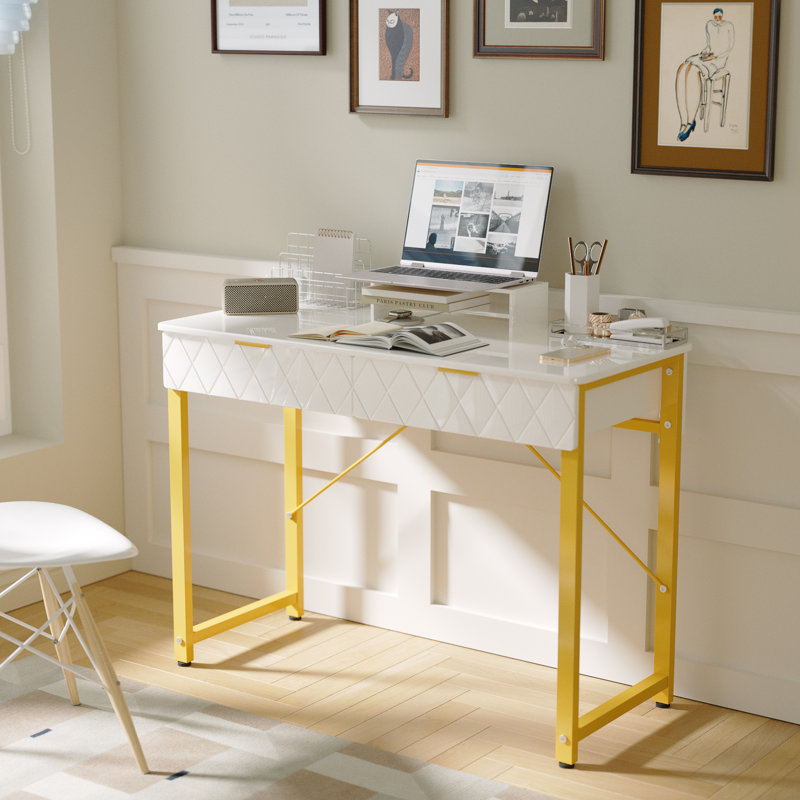Bureau d'écriture rectangulaire l 39,37 po Prabhat, Blanc