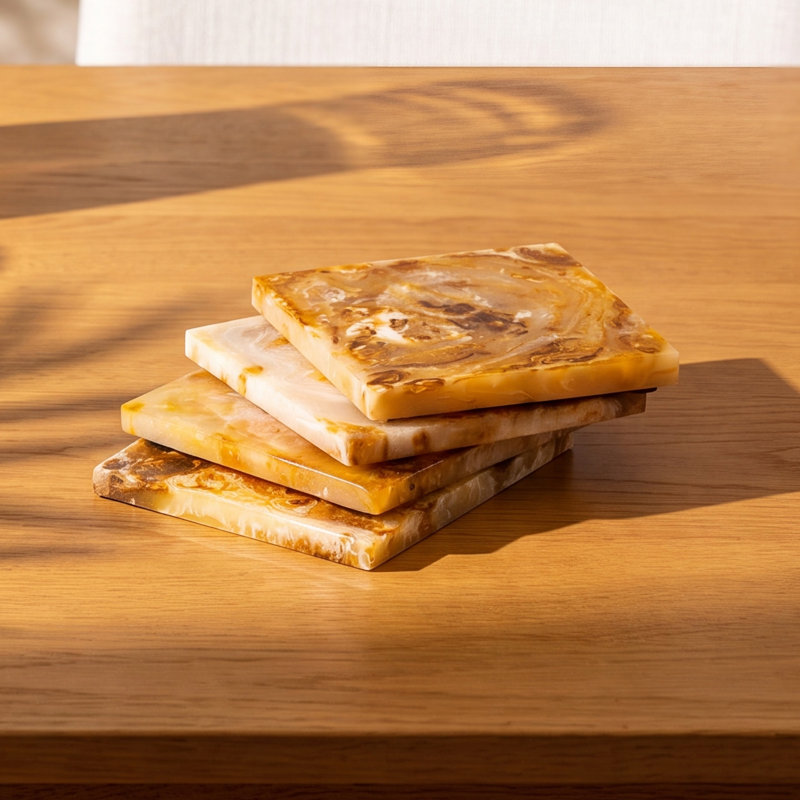 Keirn Resin Square 4 Piece Coaster Set