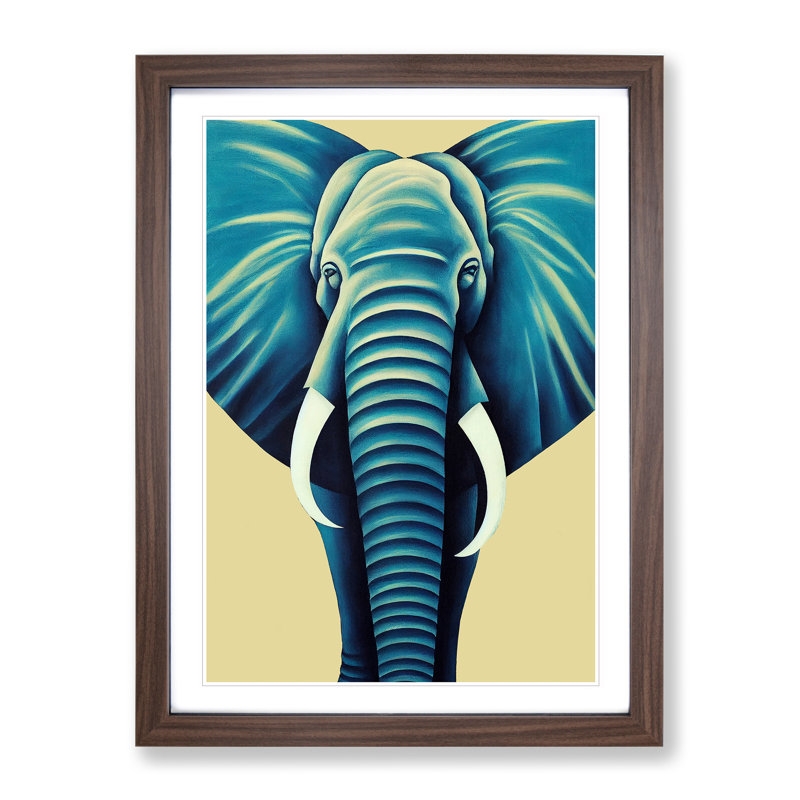 Majestic Elephant - Framed Print, 46cm H x 34cm W x 2cm D, Walnut