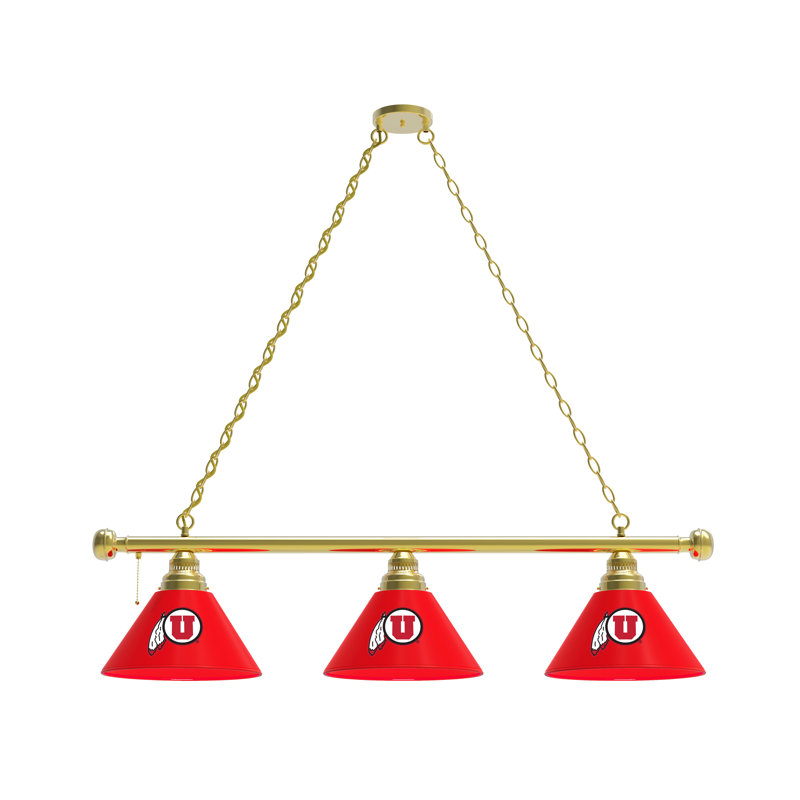 3 - Light Pool Table Lights Pendant, Brass, Utah Utes