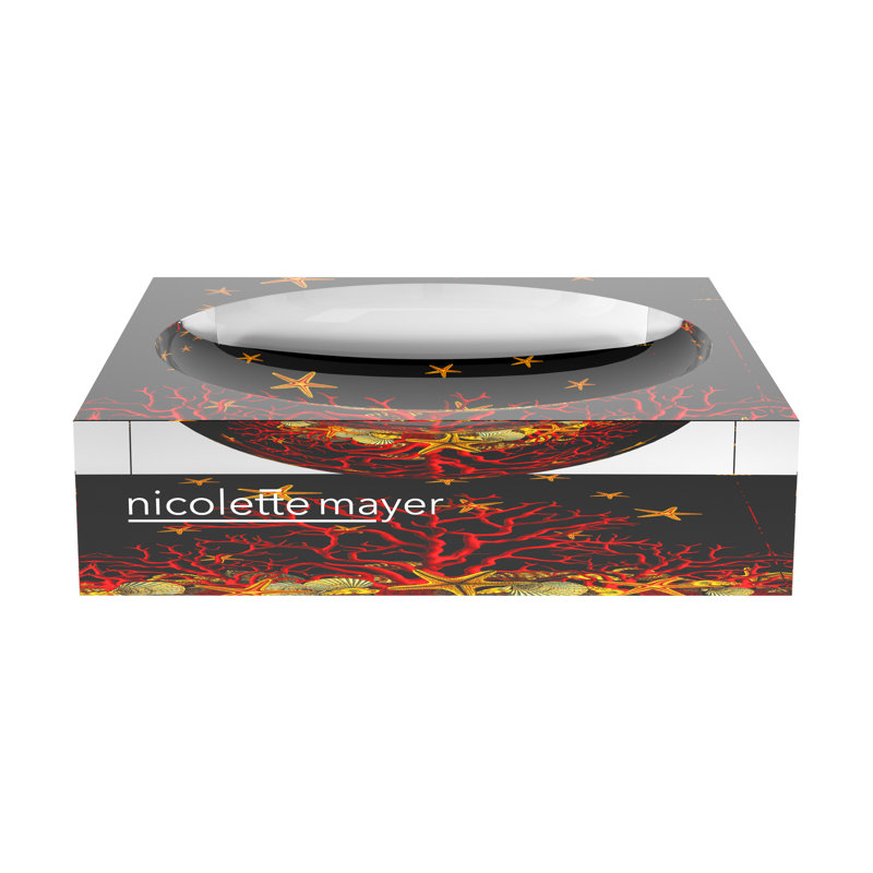 Coral Reef Black Acrylic Candy Catchall Dish, 6"W x 6"D x 2"H