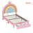 Twin Size Upholstered Rainbow Design Bed, Velvet Princess Platform Bed With Storage Drawer, No Box-Spring Needed,Colorful&Pink-480919217