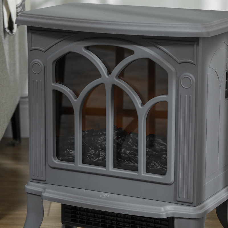 Foyer électrique chic avec une flamme réaliste et un style rétro pour un intérieur douillet et branché, Gris