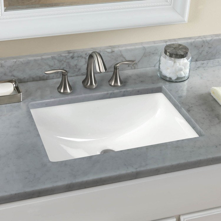 Augusta Vitreous China Rectangular Undermount Bathroom Sink with Overflow, Cotton