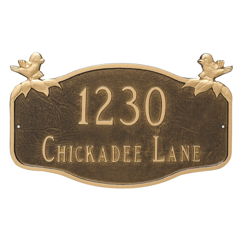 2-Line Wall Address Plaque, Aged Bronze / Gold