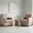 Boucle  Upholstered Accent Chair Wing Back Armchair With Solid Wood Base-1949961083