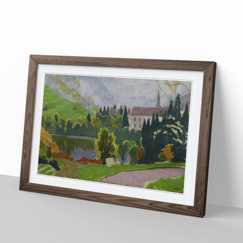 Landscape by Maurice Denis - Picture Frame Painting, Walnut Framed, 36cm H x 48cm W x 2cm D