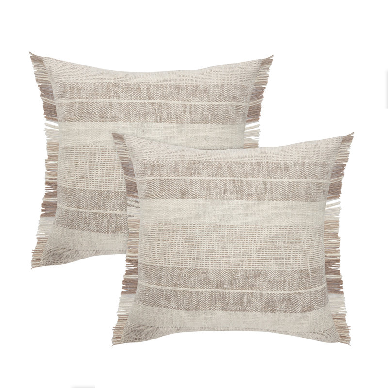 Drus Fringed Throw Pillow Set of 2