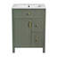 Meuble-lavabo de 24 pouces avec lavabo en céramique, 1 porte à fermeture en douceur, 2 tiroirs à fermeture en douceur et 2 supports de rangement sur la porte-1488602004