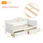 Canapé-lit simple en bois de pin massif avec 2 tiroirs de rangement - sans sommier, blanc-1627400969